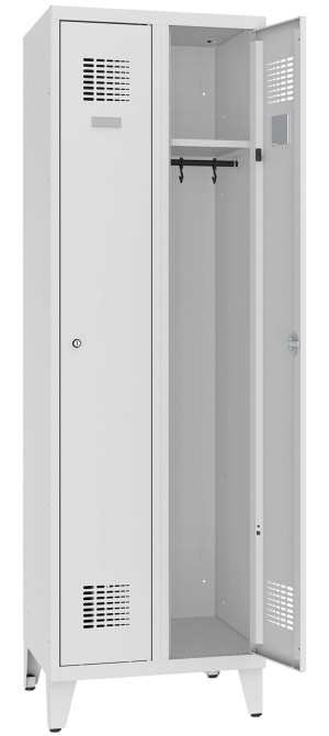 Szafa ubraniowa BHP dwudrzwiowa SUM 321W na nóżkach - 60 cm