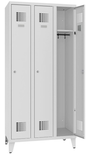 Szafa socjalna BHP SUM 331W metalowa, 3-drzwiowa na nóżkach