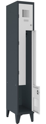 Metalowa szafa ubraniowa SUL 31W na nóżkach 30 cm