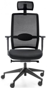 Fotel biurowy Veris Net All-Black - Ergonomiczny | Wysyłka 24h