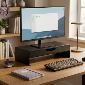 Ergonomiczna podstawka pod monitor z szufladą SPP144B - metalowa
