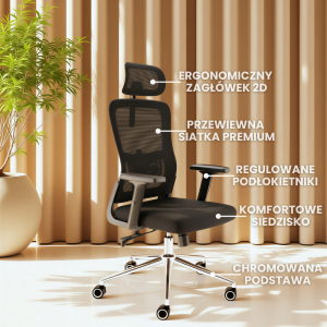 Fotel biurowy CLOUVOU BrightSeat Czarny | Wysyłka 24h!