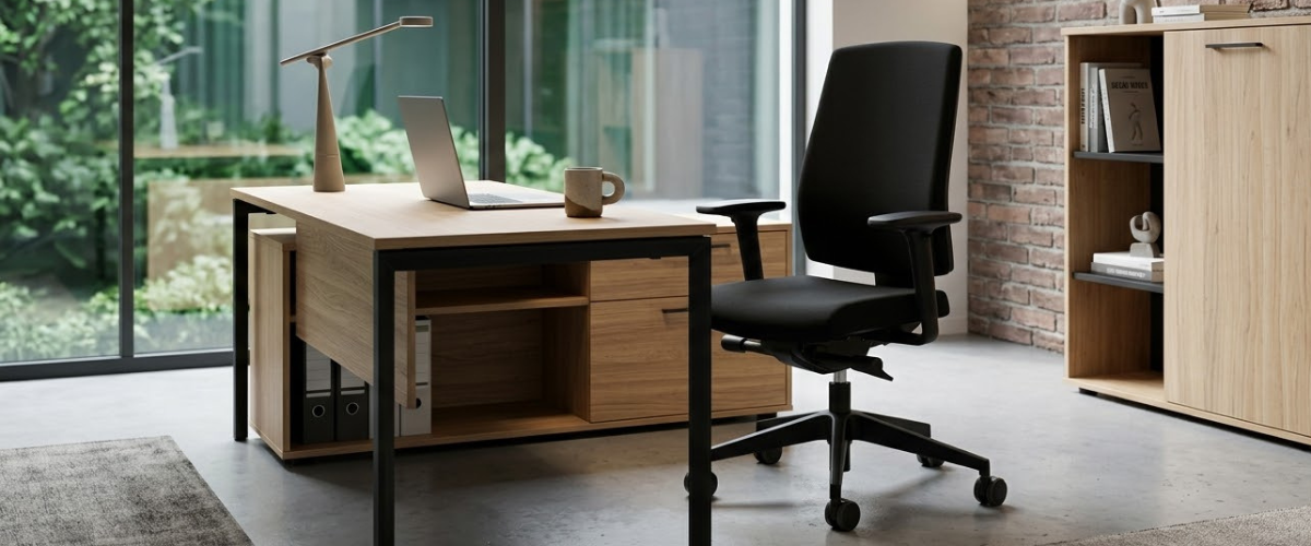 Czarny ergonomiczny fotel biurowy Raya 21S z regulacją wysokości i podłokietnikami. Klasyczny model do biura i home office z darmową dostawą i szybką wysyłką w 24h.