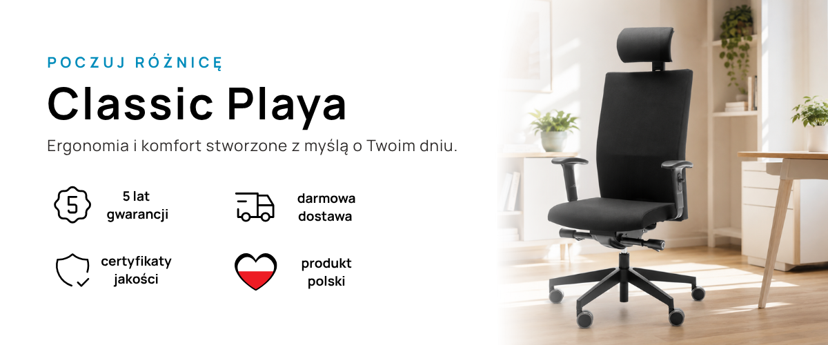 Czarny fotel ergonomiczny Profim Playa z tapicerowanym oparciem i zagłówkiem, mechanizm Synchro SL, wysyłka 24h.