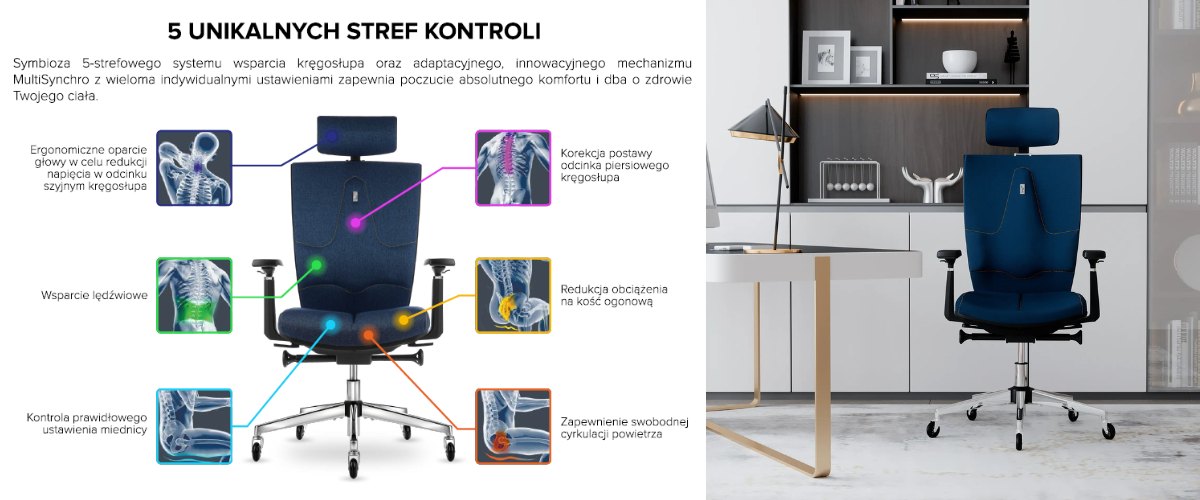 Najwyższy standard medyczny w Twoim biurze - fotel Space marki Kulik System jako najchętniej wybierany model dla zdrowia kręgosłupa w przestrzeniach open space.