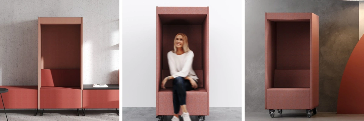 Fotel akustyczny Bejot Quadra:phone_box - mobilna budka akustyczna do biura na kółkach, UpBiuro.