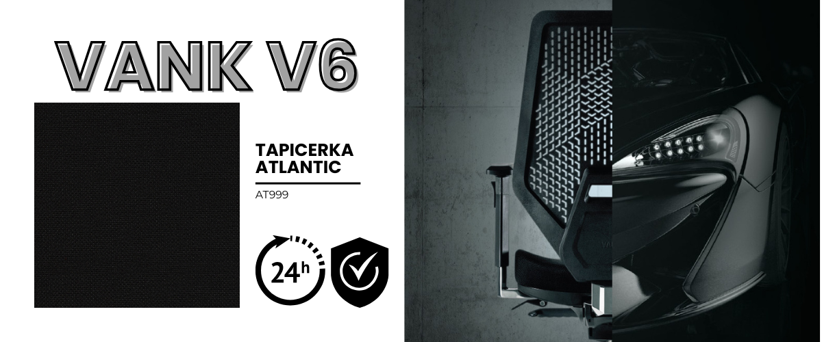Czarny fotel ergonomiczny Vank V6 ze sportowym oparciem - dostępny z wysyłką w 24h.